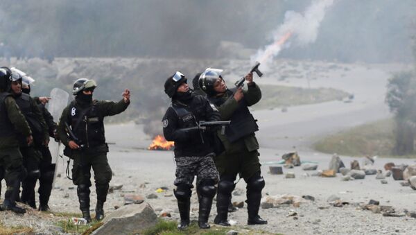 La policía boliviana durante las protestas de cocaleros - Sputnik Mundo