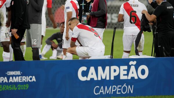 Paolo Guerrero y otros futbolistas peruanos luego de obtener el segundo puesto en la Copa América - Sputnik Mundo