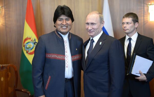 El expresidente boliviano, Evo Morales y el presidente ruso, Vladímir Putin (archivo) - Sputnik Mundo