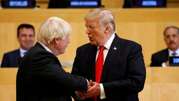 El presidente de los Estadso Unidos, Donald Trump, junto al primer ministro británico, Boris Johnson - Sputnik Mundo
