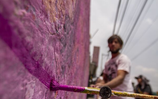 Artista que participó de la confección del mural dedicado a Pamela Gallardo Volante, desaparecida en la ciudad de México - Sputnik Mundo