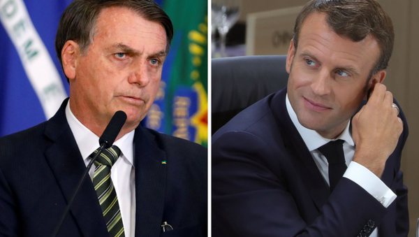 Jair Bolsonaro, presidente de Brasil, y Emmanuel Macron, presidente de Francia - Sputnik Mundo