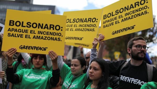 Manifestación en Bogotá contra la política ambiental del presidente de Brasil - Sputnik Mundo