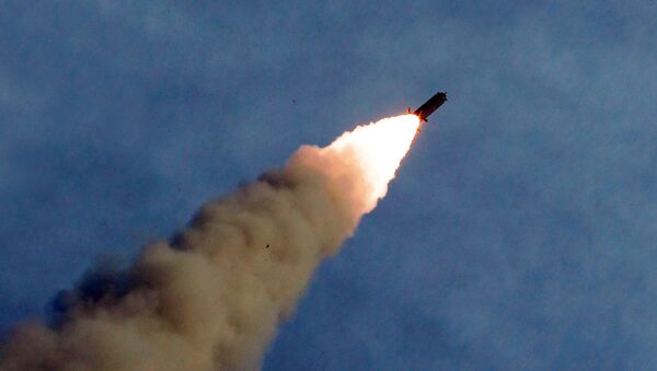 Misil lanzado desde el sistema de lanzamiento múltiple de misiles norcoreano - Sputnik Mundo