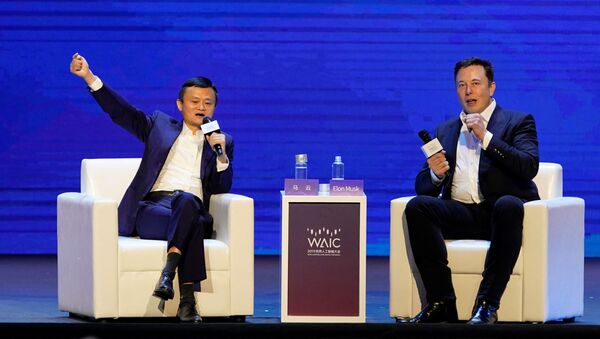 Elon Musk y Jack Ma en una conferencia en Shaghái - Sputnik Mundo