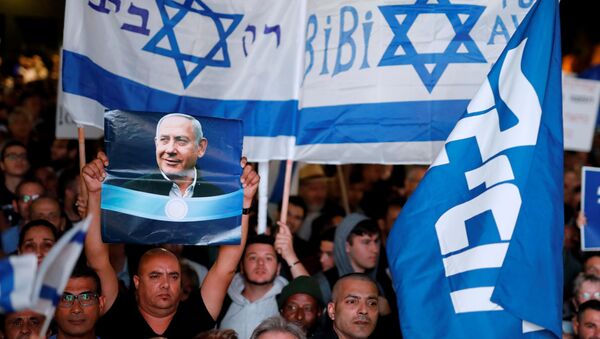 Protestas a favor del primer ministro israelí, Benjamín Netanyahu (archivo) - Sputnik Mundo