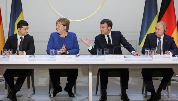 Los líderes del Cuarteto de Normandía: Volodímir Zelenski, Angela Merkel, Emmanuel Macron y Vladímir Putin - Sputnik Mundo