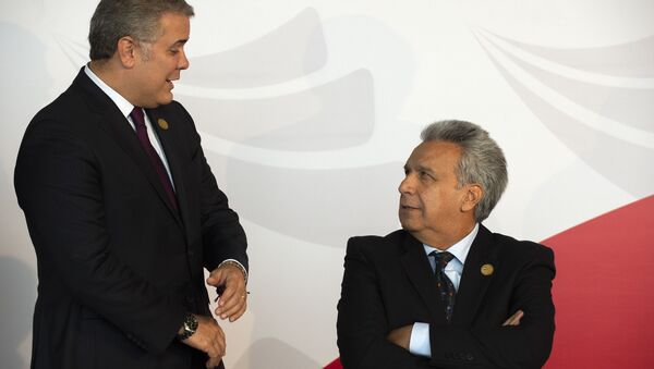 El presidente de Colombia, Iván Duque, y su homólogo de Ecuador, Lenín Moreno - Sputnik Mundo