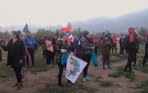 Toma simbólica de terrenos de Lo Hermida, comuna de Peñalolén, Santiago de Chile, el 11 de noviembre - Sputnik Mundo
