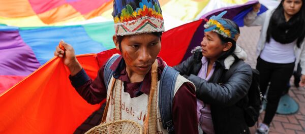 Indígenas con wiphala protestan en Bolivia Indígenas con wiphala protestan en Bolivia - Sputnik Mundo