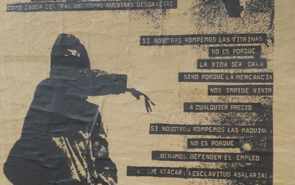 Afiche callejero en Chile - Arte de protesta - Sputnik Mundo