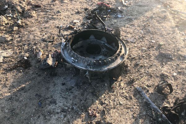 Restos del avión ucraniano después de la catástrofe aérea en Irán - Sputnik Mundo