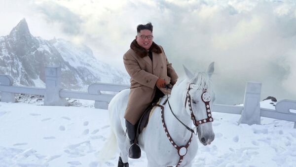 Kim Jong-un montado sobre un corcel blanco - Sputnik Mundo