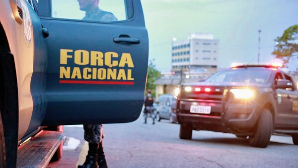 Miembros de la Fuerza Nacional de Brasil durante protestas de policías - Sputnik Mundo