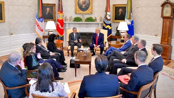El presidente de EEUU, Donald Trump, recibe en Washington a su par colombiano Iván Duque - Sputnik Mundo
