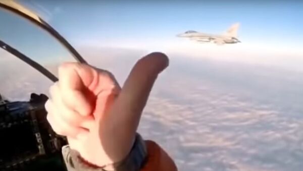 El piloto ruso se acerca a un caza F-16 de la OTAN - Sputnik Mundo