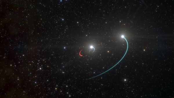 Representación artística del sistema de estrellas HR 6819 y su agujero negro - Sputnik Mundo