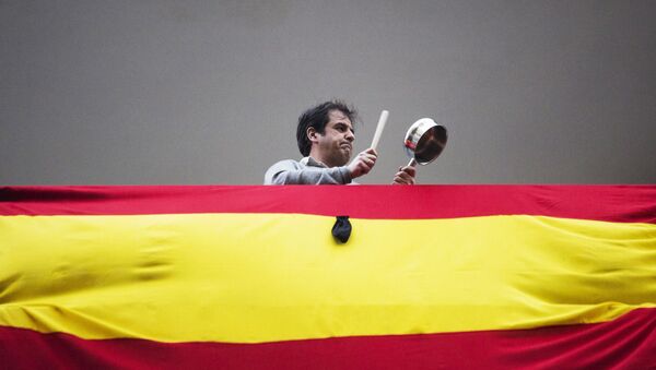 Las protestas en Madrid, España - Sputnik Mundo