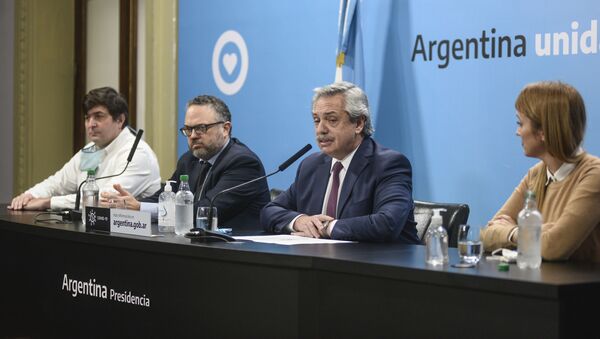 El presidente de Argentina, Alberto Fernández, anunciando la intervención de Vicentin - Sputnik Mundo