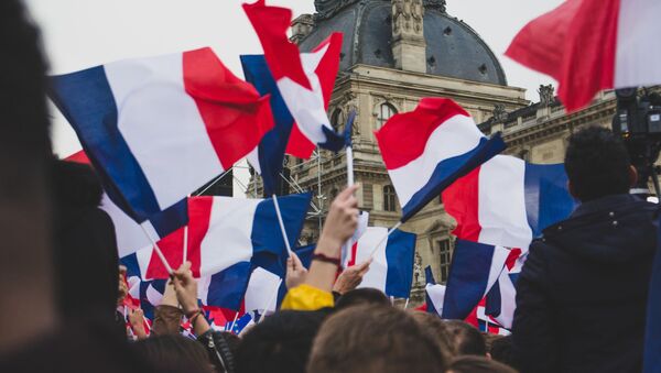 Banderas de Francia en una manifestación - Sputnik Mundo