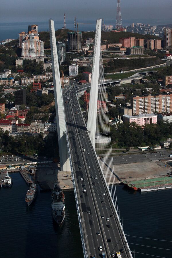 Виды Владивостока и бухты Золотой Рог с пилона вантового моста - Sputnik Mundo