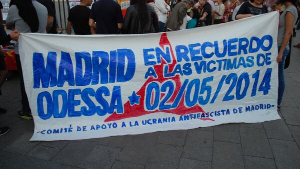 Concentración en Madrid en recuerdo de la tragedia de Odesa - Sputnik Mundo