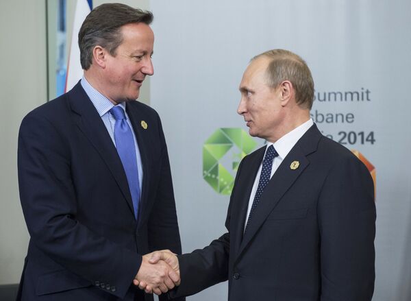 David Cameron, primer ministro británico, y Vladímir Putin, presidente de Rusia - Sputnik Mundo